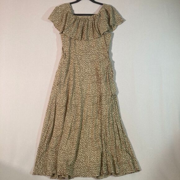 Anthropologie Dress 4 Cheetah Fit/Flare Full Button Flutter Sleeve Cottagecore - Picture 10 of 11